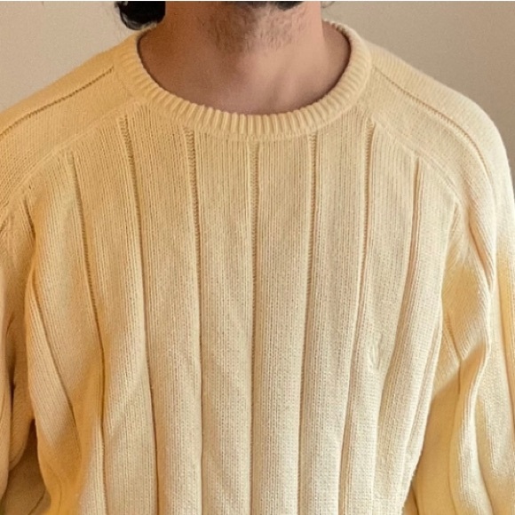 NAUTICA Light Yellow Crewneck 100% Cotton Ribbed Knit Sweater XL NWOT - Picture 3 of 12